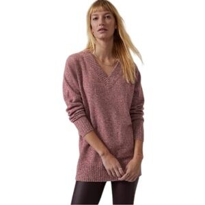 Athleta Vital V-Neck Pink Sweater, Wool and Cashmere Blend - Size Small.